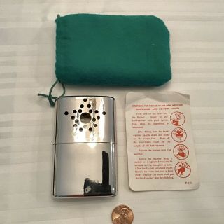 Vintage Pocket Hand Warmer Cigarette Lighter W/bag & Instructions Hong Kong