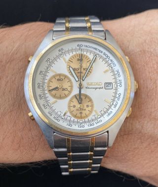Vintage Mens Seiko 7t32 Chronograph Wrist Watch