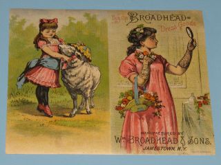 Vtg Broadhead Dress Goods Jamestown Ny Thorp Hart Michigan Victorian Trade Card