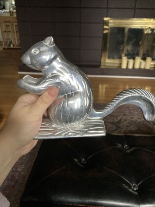 Vintage Metal Squirrel Nutcracker Aluminum Silver Decor
