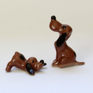 Vintage Hagen Renaker Porcelain Ceramic Miniature Figurines Beagle Dog Puppy