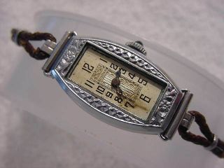 Vintage 14k Gold Fd Antique 1920 Art Deco Lady Bulova Sapphire Hermetic Watch