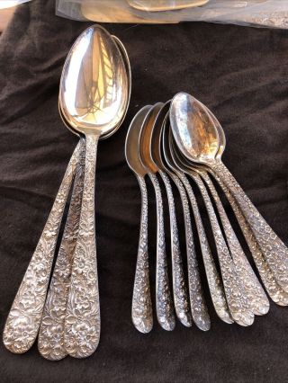 Stieff Kirk Sterling Silver Tea Spoons And Serving Spoons No Mono 459 Grams