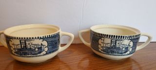 Vintage Royal China Currier And Ives Blue Sugar Bowl With Lid