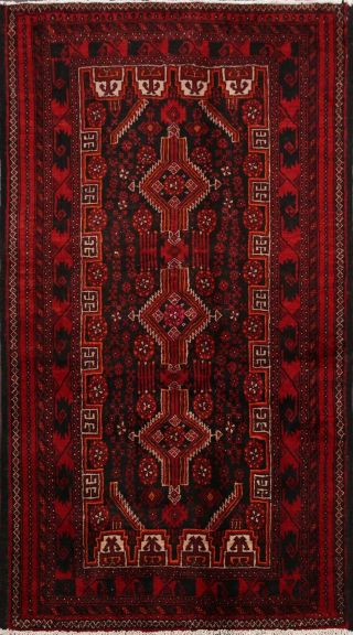 Vintage Geometric Balouch Afghan Oriental Area Rug Tribal Handmade 3x5 Ft Carpet