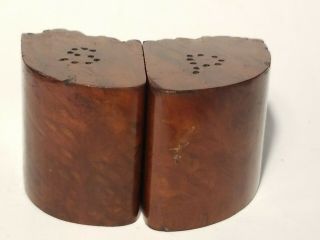 Vintage Handcrafted Live Edge Wood Carved Wooden Salt And Pepper Shaker Set
