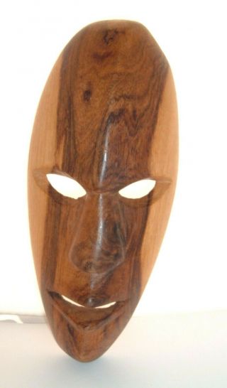 Hand Carved Vintage Wood Small Tribal Mask Ethnic Wall Hanging 6 1/2 " Tall