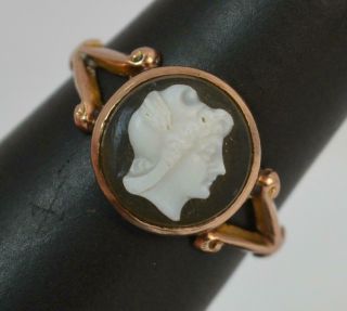 Antique 9ct Rose Gold Eros Cameo Signet Ring T0396