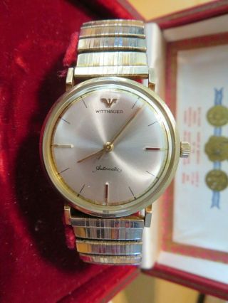 Vintage 1960 ' s Wittnauer Automatic G.  F.  Sweep Seconds Award Watch 2