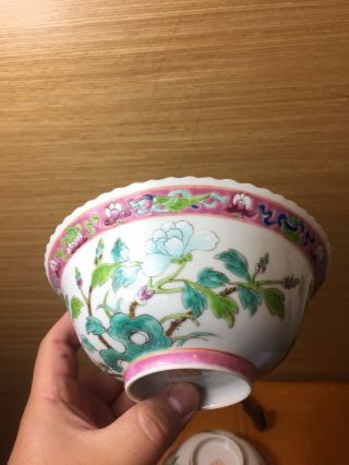 Antique Chinese Perankan Nyonya Strait Famille Rose Bowl 4