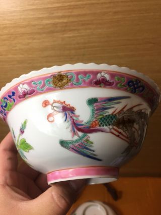 Antique Chinese Perankan Nyonya Strait Famille Rose Bowl 5