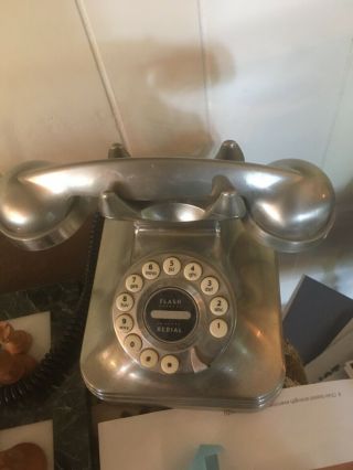 Pottery Barn Grand Phone Vintage Style Push Button Telephone Brushed Nickel