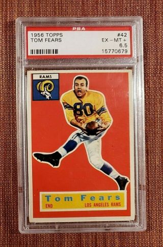 1956 Topps 42 Tom Fears Los Angeles Rams Vintage Football Card Psa 6.  5