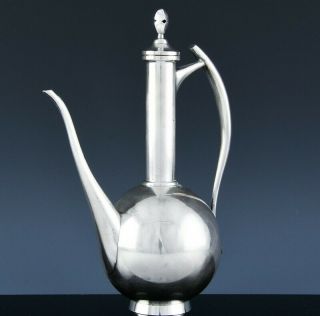 Very Fine C1920 Japanese Meiji.  950 Sterling Silver Wine Ewer Teapot Claret Jug