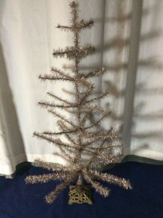 Antique German Christmas Tinsel Tree With Case Iron Tree Stand