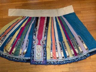 Wonderful Colorful Antique Chinese Qing Dynasty Silk Embroidery Wedding Skirt