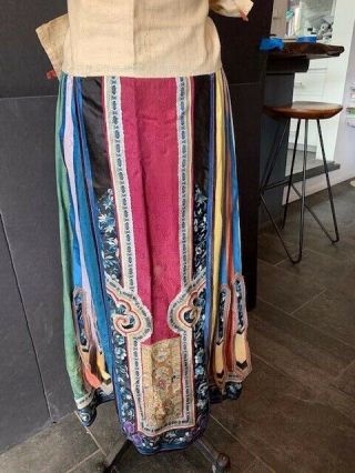 Wonderful Colorful Antique Chinese Qing Dynasty Silk Embroidery Wedding Skirt 2