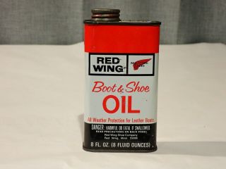 Vintage Red Wing Boot And Shoe Oil Can 8 Oz Empty
