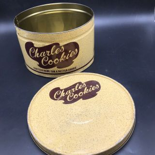 Vintage Charles Cookies Potato Chip Tin Canister Calhoun Ky Kentucky Metal Snack