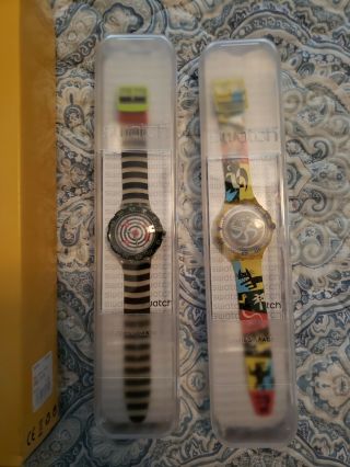Swatch Limited Edition Mystery Vintage Set Of 2 Scuba Watches Swiss 2013 Nib