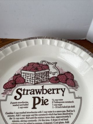 Vintage Jeanette Royal China Strawberry Pie Plate Dish Ruffled - Edge w/Recipe 2