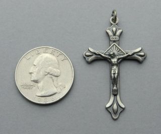 Jesus Christ,  Cross,  Crucifix.  Vintage Religious Large Pendant.  French Medal. 3