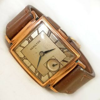 Vintage Antique Hamilton Mechanical Watch 14k Gold Filled 982 23x25mm Mens