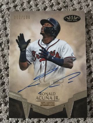 2019 Tier One Ronald Acuna Break Out Autograph Card 003/100 Braves