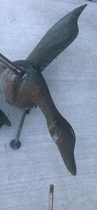 Vintage Antique American Folk Art Copper Duck Weathervane 3’ 4