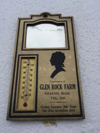 Vintage Dairy Advertisement Thermometer Glen Rock Farm Guernsey Milk Sign