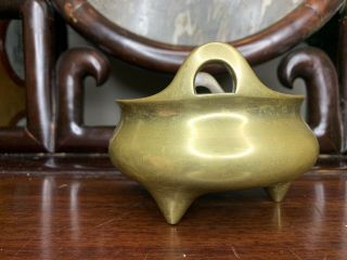 From Old Estate Chinese Ming Bronze Triple Legs Incense Burner 764g Asian China 3