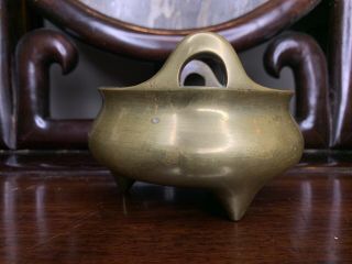 From Old Estate Chinese Ming Bronze Triple Legs Incense Burner 764g Asian China 4