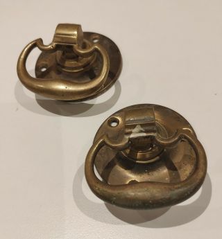 2x (pair) Vintage Brass Ring Drawer Door Pull Handle - - 60mm
