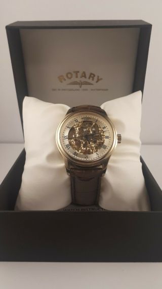 Mens Rotary Vintage Skeleton Automatic Watch - Gold Finish - Needs Attention
