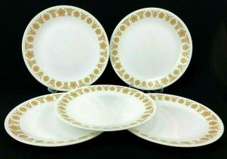 Set Of 5 Vintage Corelle Butterfly Gold 10 - 1/4 " Dinner Plates