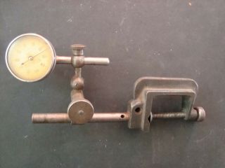 Vintage Starrett Kent Moore Dial Indicator 1 - 1000 In.  With Table Clamp