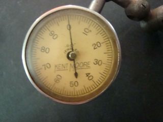 VINTAGE STARRETT KENT MOORE DIAL INDICATOR 1 - 1000 IN.  WITH TABLE CLAMP 2