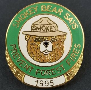 Smokey Bear Prevent Forest Fire Wildfire 1995 Vintage Pin