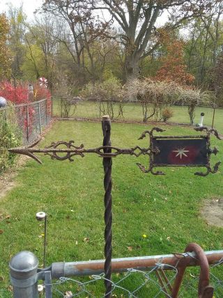 Antique Weathervane Arrow With Red Glass And Star In As Found