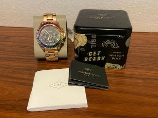 Fossil Limited Edition Garrett Chronograph Rose Gold Watch - Pride - Le1069