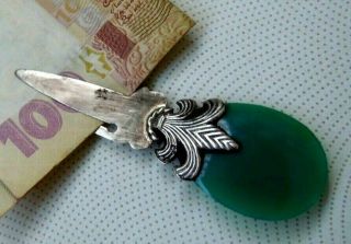 FABERGE Antique Imperial RUSSIAN Bookmark or money clip with jade,  84 silver 5