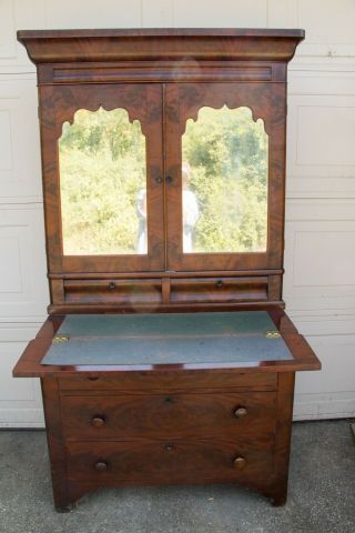 Antique Empire Bookcase Secretary Desk