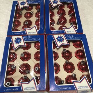 48 Vintage Coby Christmas Glass Ornaments 1 3/4” Diameter Red