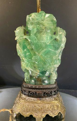 Antique Flourite Chinese Carved Urn / Lamp - - Beautifully Mounted - - Buy It Now