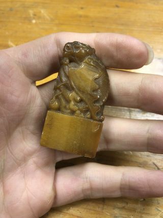 Antique Chinese Dragon Wax Seal Stamp Name Signed Fine Detail