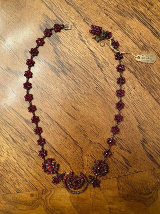 Antique Victorian Bohemian Garnet Cluster Dangle Necklace