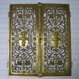 Antique Victorian 19th French Pair Door Panels Solid Bronze Ormolu Art Nouveau