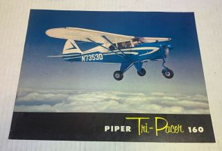 Vintage Piper Aircraft Tri - Pacer 160 Airplane All - Color Sales Brochure 1950s