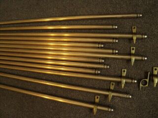 Set Of 13 Vintage Solid Brass Stair Rods And Brackets