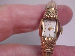 Ladies 17j Bulova Bangle Style Watch 1958 10kt Gold Filled Case And Band Wo